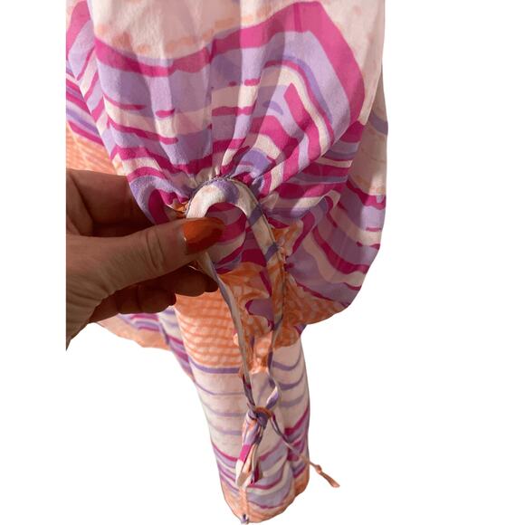 Calypso St. Barth Multicolour Printed Silk Cover Up Front Pearl Button Tunic - Picture 2 of 7